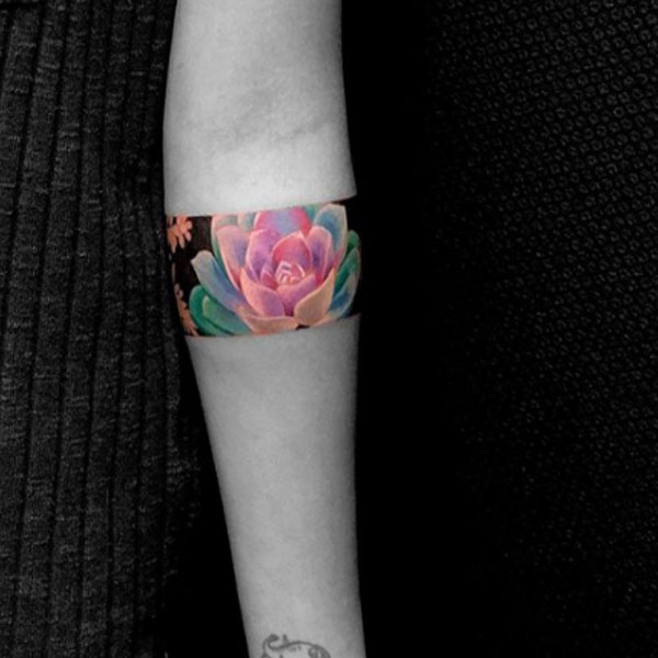 rose flower armband tattoo