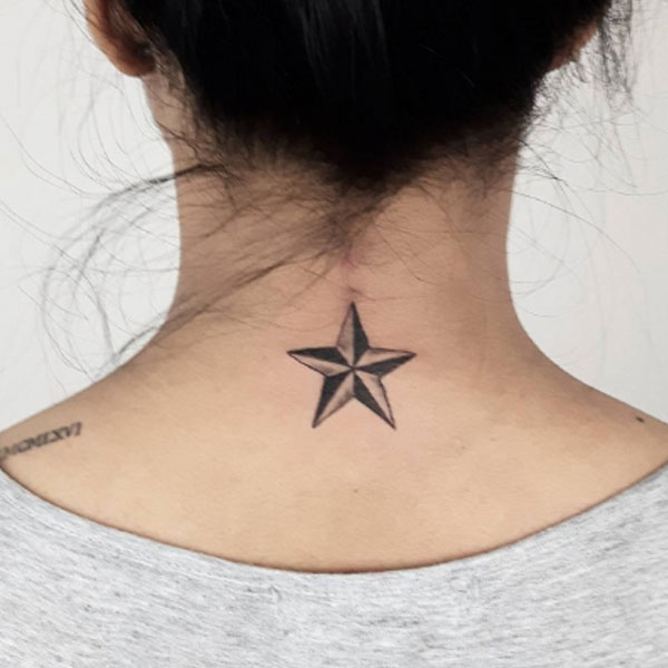 Best Star tattoo design for back neck