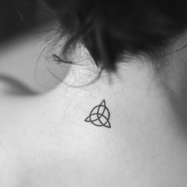 Small triquetra tattoo for back neck