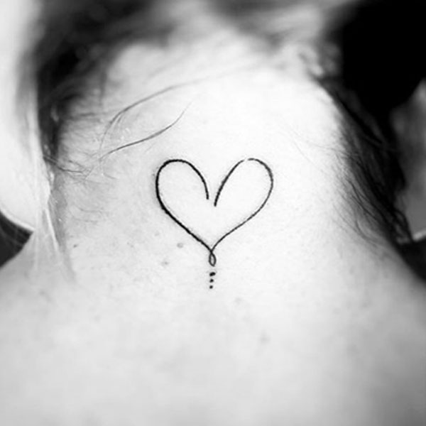 Heart tattoo for back neck