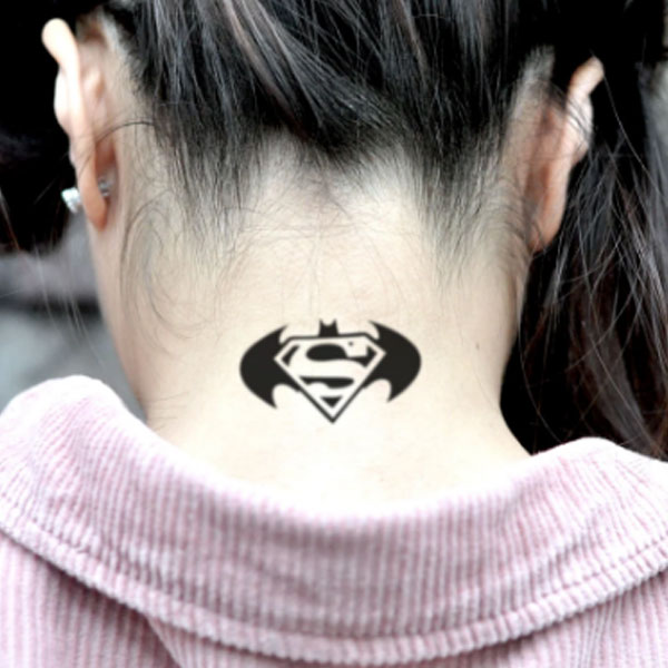  Batman-Superman tattoo design for back neck