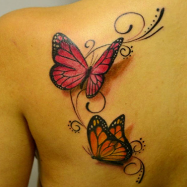 3D Colorful Butterflies for back Neck