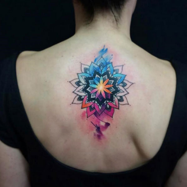 Smart mandala rainbow color theme tattoo