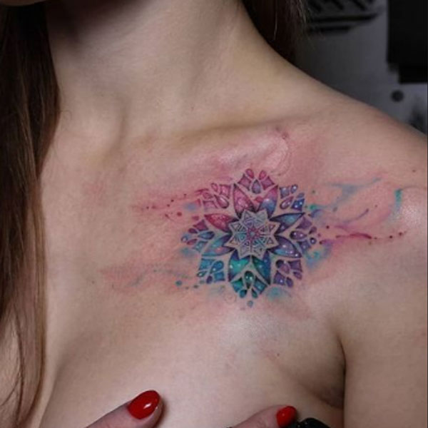  Elegant colorful mandala star tattoo