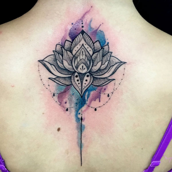  Classy Lotus mandala colorful tattoo 