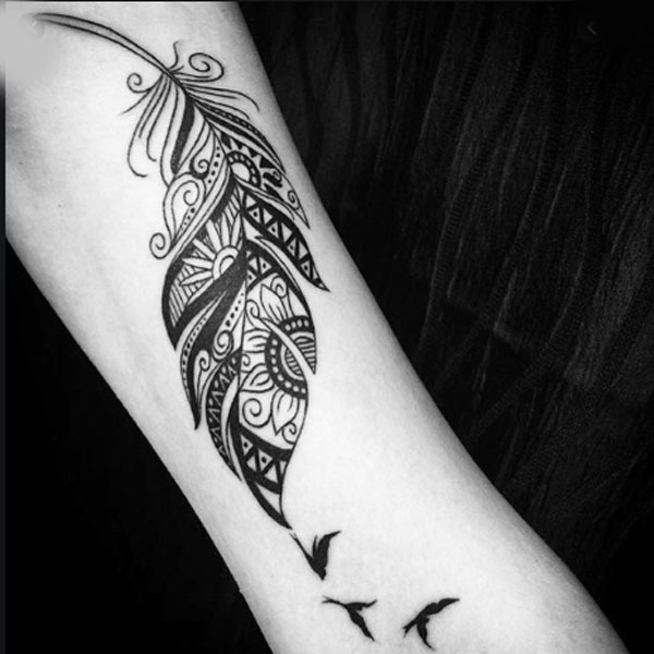 Creative customize mandala feather tattoo design