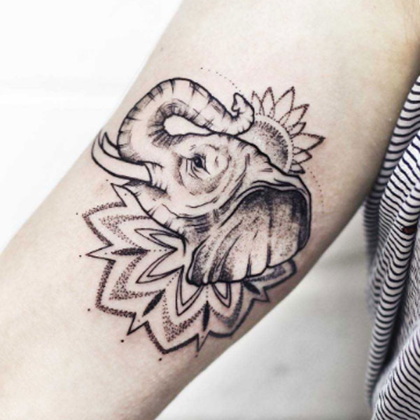 Modern Mandala elephant tattoo