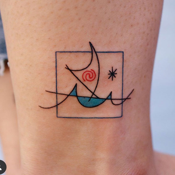  Innovative abstract boat and sun tattoo