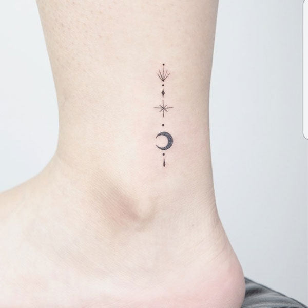 Sexiest Moon and shinning small star tattoo 