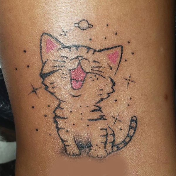  Charming small kitten tattoo
