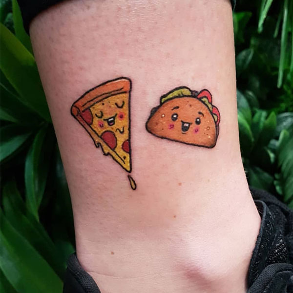  Attractive tiny pizza slice and burger tattoo
