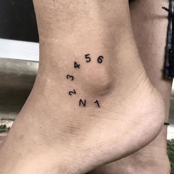 Small Neutral gear number tattoo design for ankle