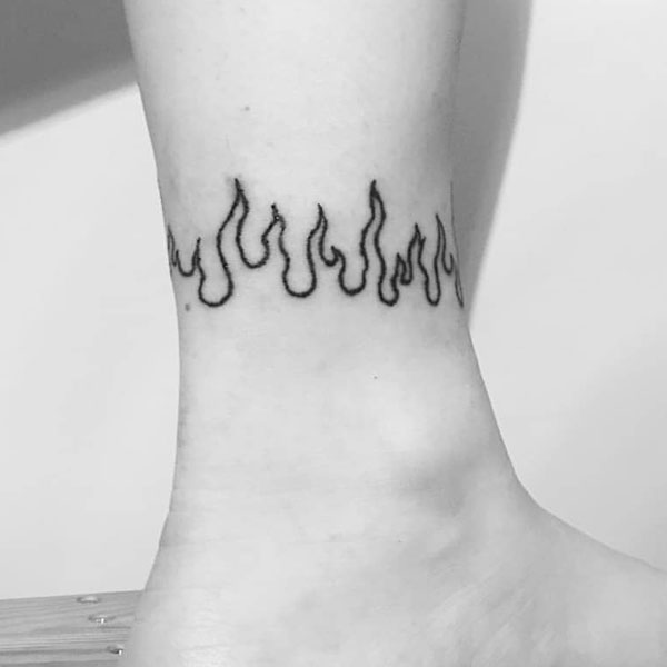 Awesome Fire band tattoo for ankle