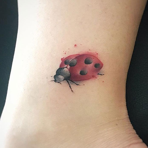Dashing cute small ladybug ankle tattoos design