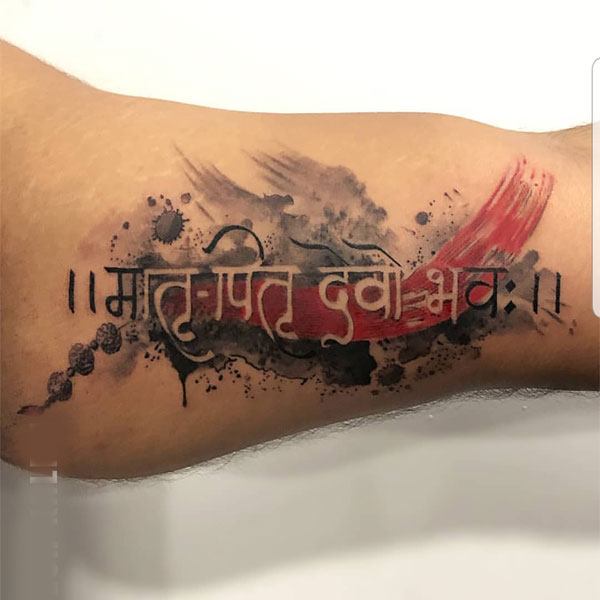  Unique Sanskrit mantra concept mom-dad tattoo