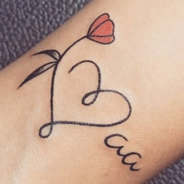 Cute creative Maa tattoo with heart style flower