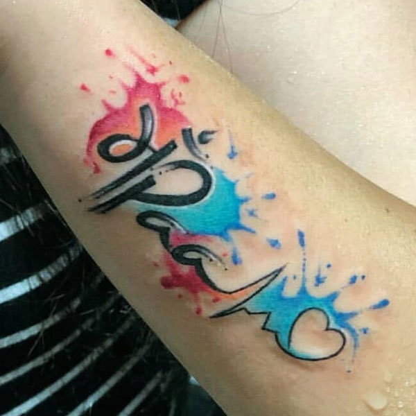 Colorful beautiful ma pa tattoo with heart