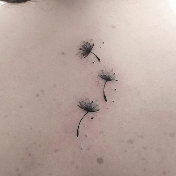 Tiny adorable three small dandelion flower tattoo