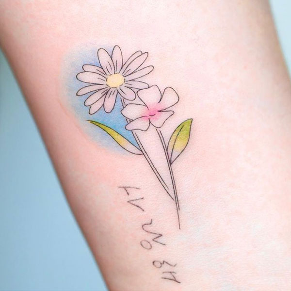 Colorful sexiest small flower tattoo