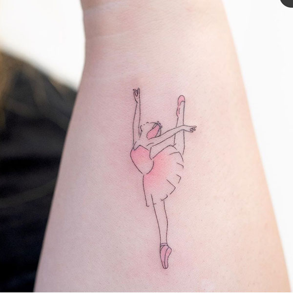 Small little cute ballet dancing girl tattoo