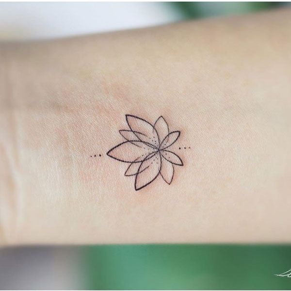 Minimal black lotus tattoo 