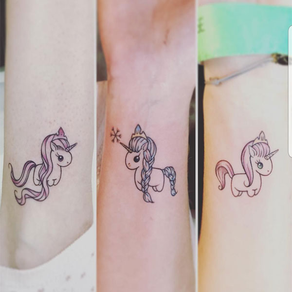 Cute charming unicorn tattoo designs