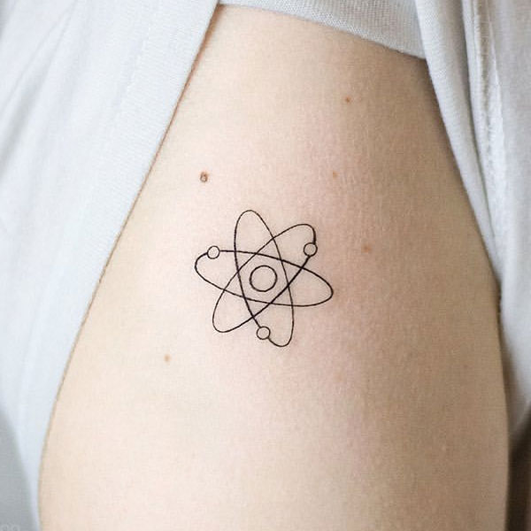  Amazing small atom tattoo on hand