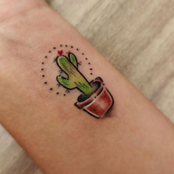 Cute small cactus plant tattoo