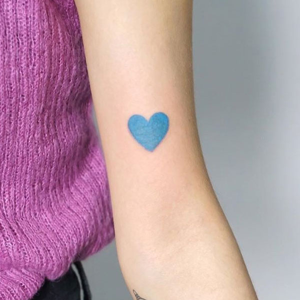  Blue small beautiful cute heart tattoo