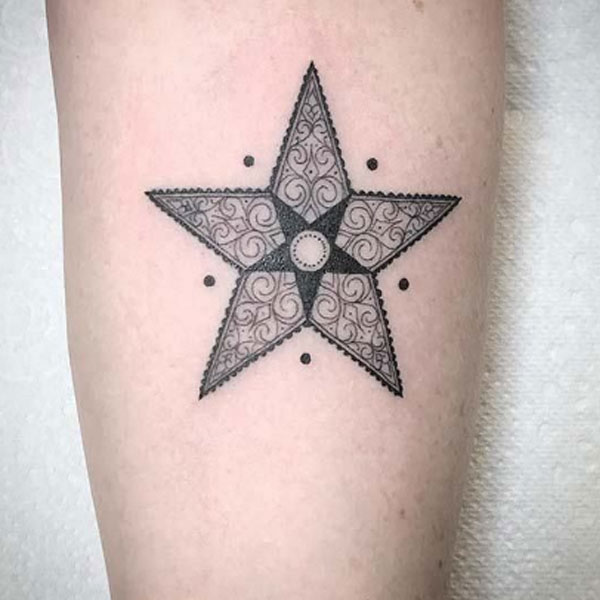  Beautiful customize detailed star design tattoo