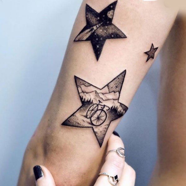 Three-star custom design tattoo
