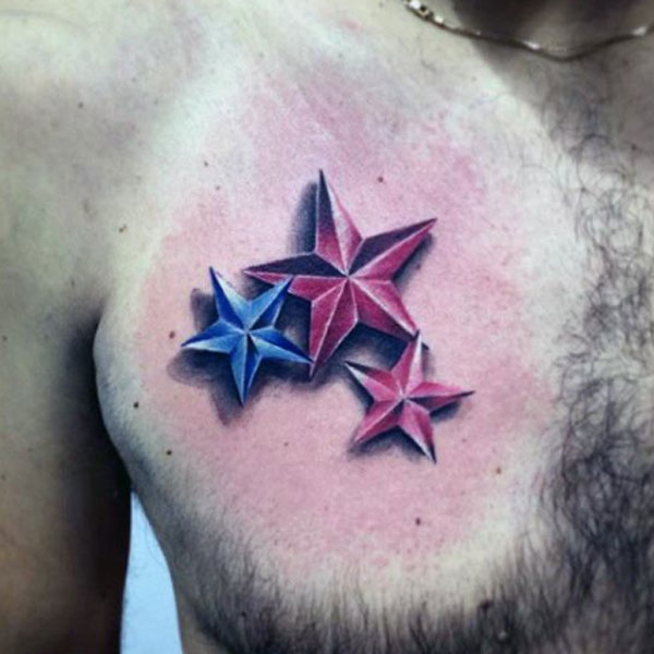 Best 3-D star colorful tattoo