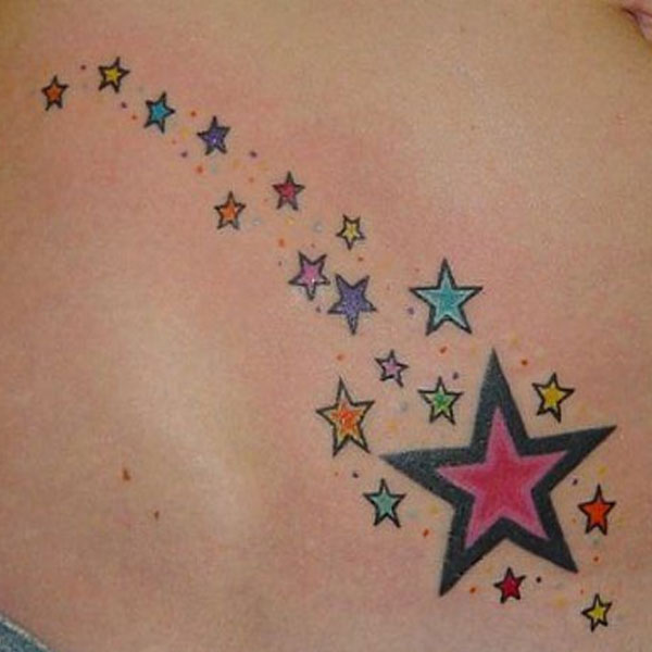  Beautiful color stars design mini tattoo