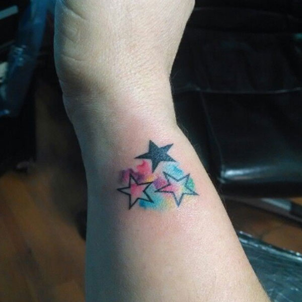  Cute minimal stars line and bold tattoo