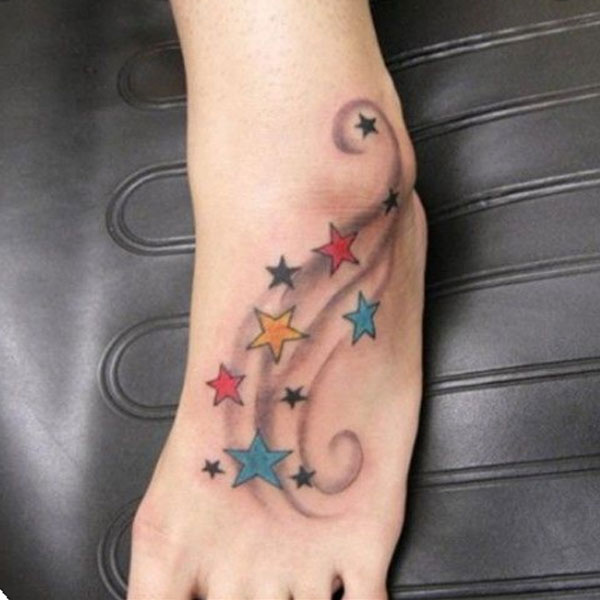 Stunning five-color star design tattoo