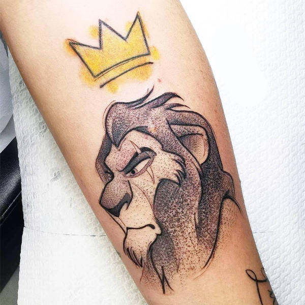 Dashing King scar lion leg tattoo designs