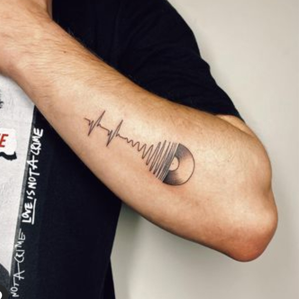  Black small Heartbeats and sound wave tattoo