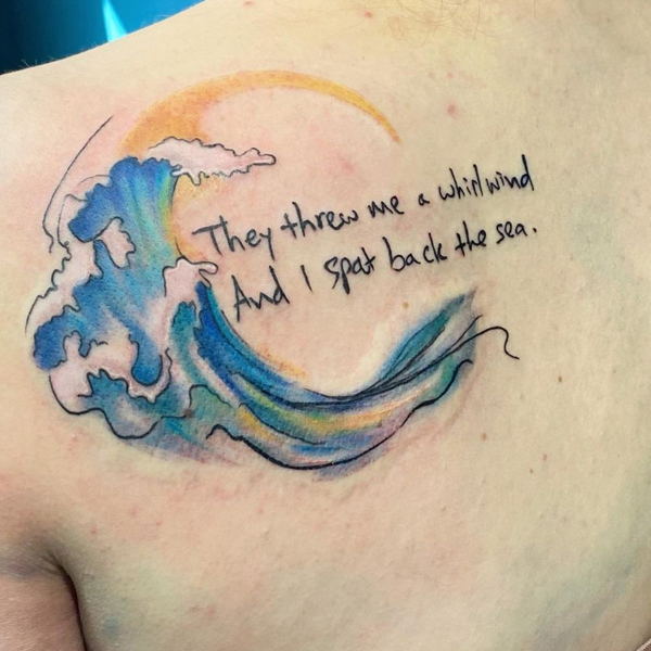 Graceful sea wave singer Frank turner inspired tattoo