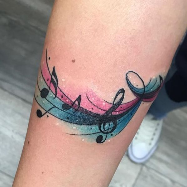  Awesome colorful musical notes tattoo