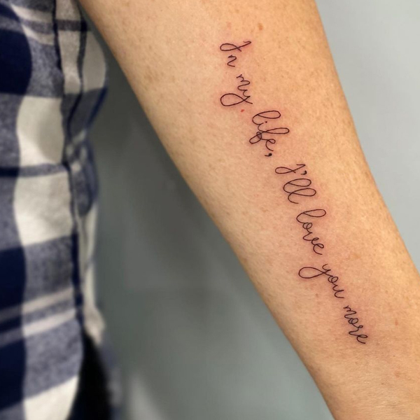  Neat Beatles lyrics line work tattoo