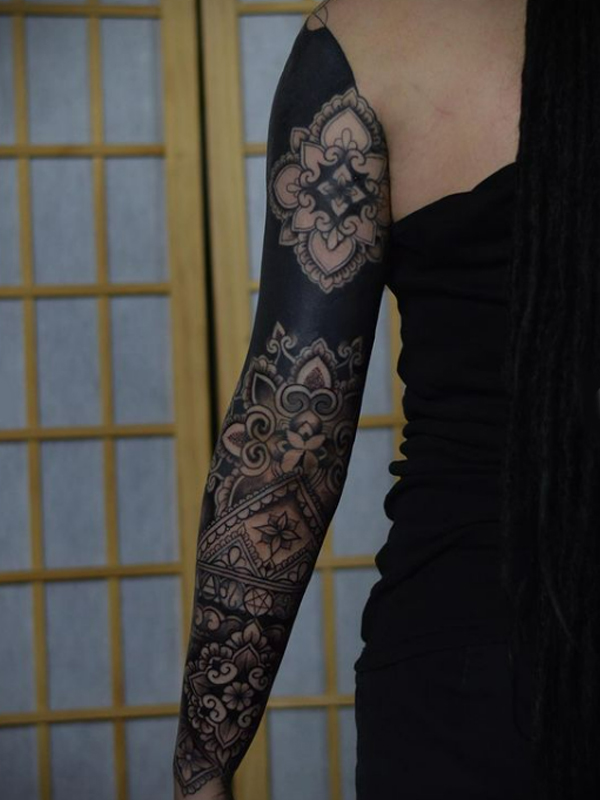  Black ornamental traditional tattoo