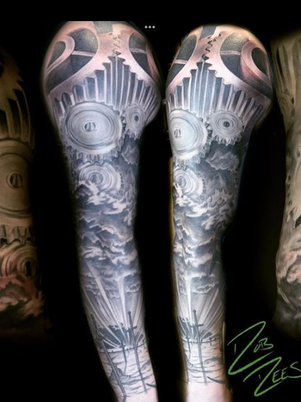 Creative Black Mechanical Tattoo sleeve