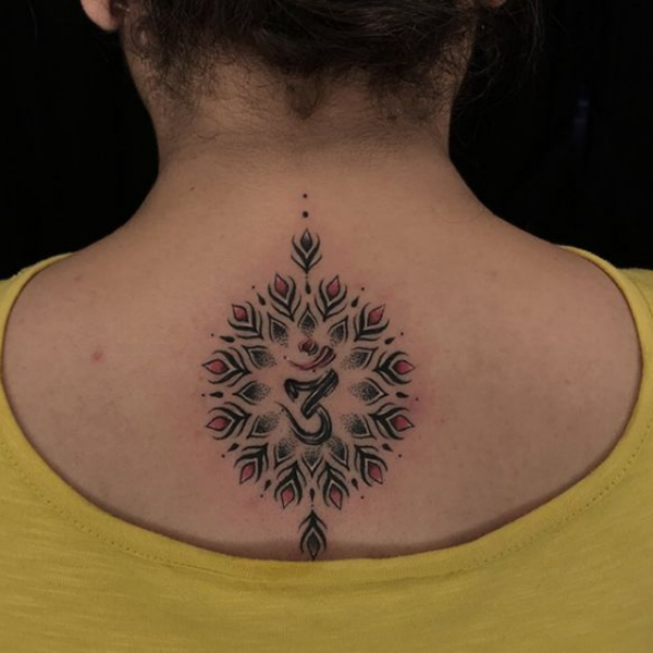 Graceful mandala and om colorful tattoo