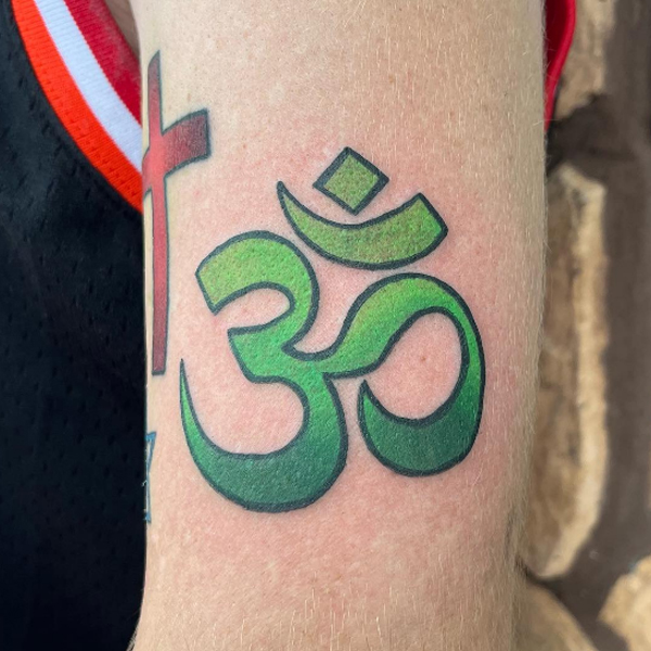 Gorgeous Bold om colorful tattoo