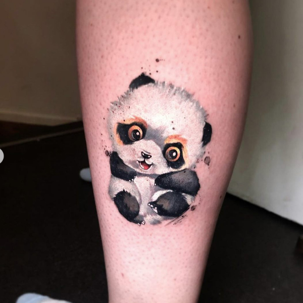 Gorgeous watercolor panda tattoo