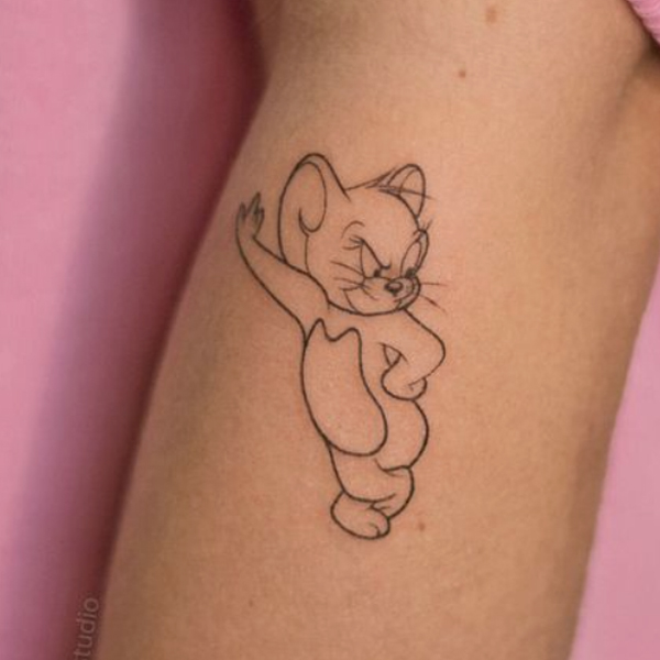 Line art Naugty jerry tattoo design