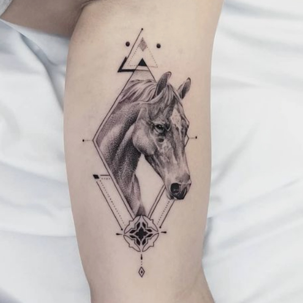 Amazing Abstract horse tattoo