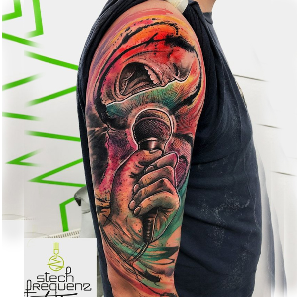 Awesome singer portrait 3d tattoo design