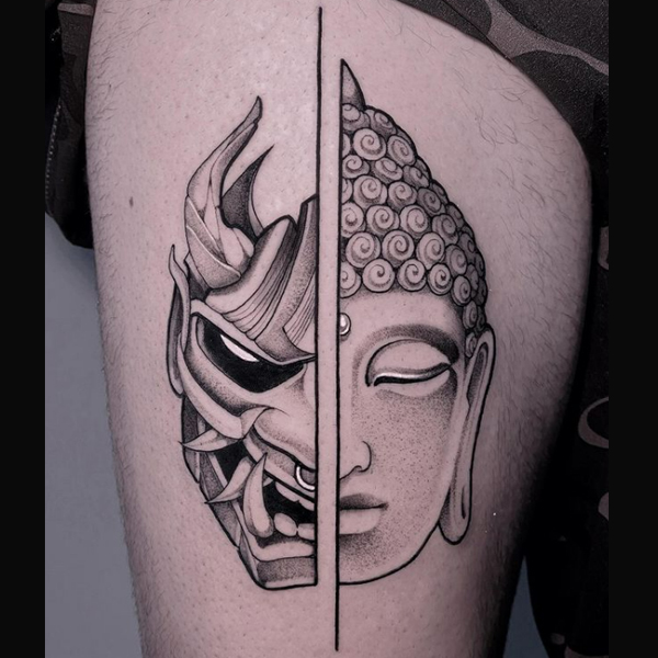 Creative customise buddha Wild and calm tattoo