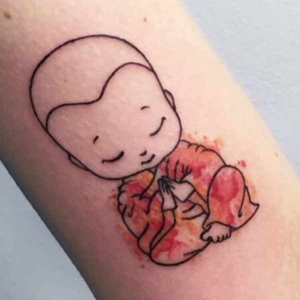 A cute buddha colorful minimal tattoo design